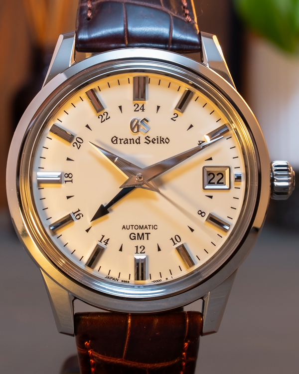 2025 Grand Seiko Elegance Collection GMT 39.5MM Ivory Dial Leather Strap (SBGM221)