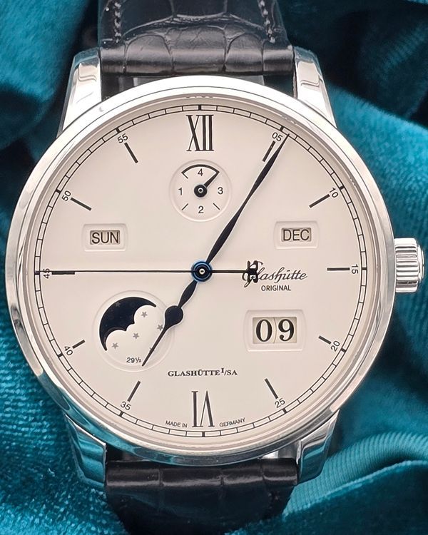 2024 Glashütte Original Senator Excellence Perpetual Calendar Moonphase 42MM Silver Dial Leather Strap (1-36-02-01-02-30)
