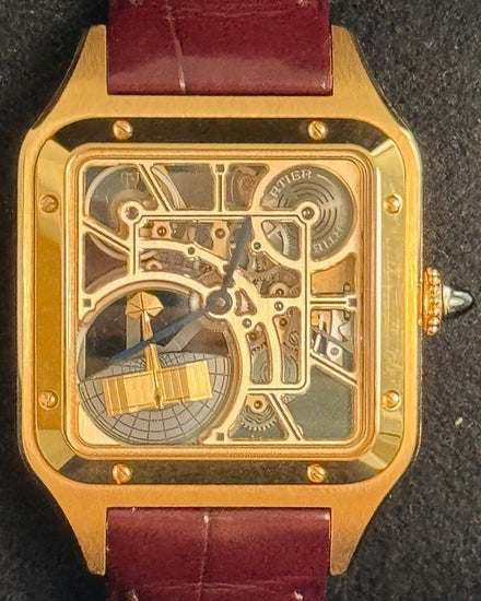 2024 Cartier Santos Dumont 31MM Skeleton Dial Leather Strap (WHSA0030)
