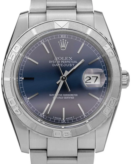 Rolex Datejust Turn-O-Graph 36MM Blue Dial Oyster Bracelet (16264)