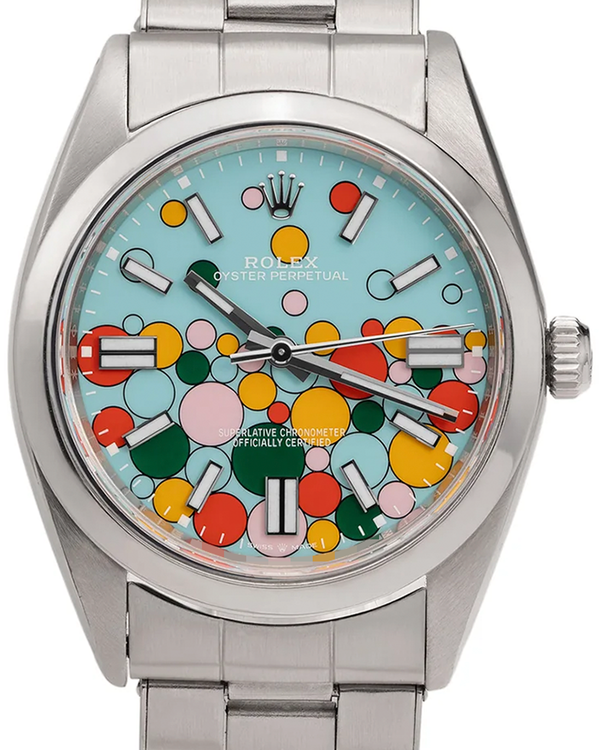 Rolex Oyster Precision 34MM Aftermarket Turquoise "Celebration" Dial Oyster Bracelet (6694)