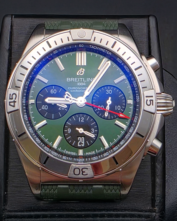 Breitling Chronomat 42MM Green Dial Rubber Strap (AB0134)