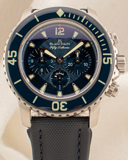 2021 Blancpain Fifty Fathoms Flyback 45MM Blue Dial Textile Strap (5085FB-1140-52B)