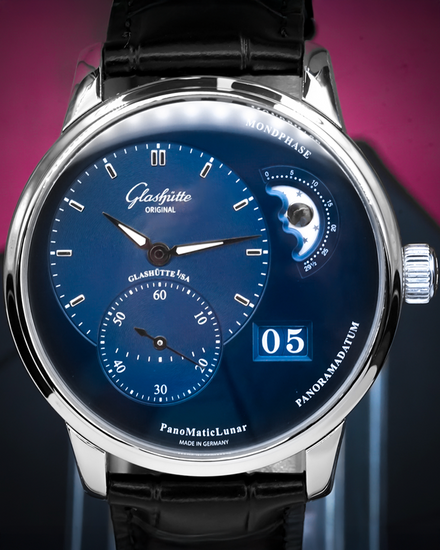 2018 Glashütte Original PanoMaticLunar 40MM Blue Dial Leather Strap (1-90-02-46-32-55)