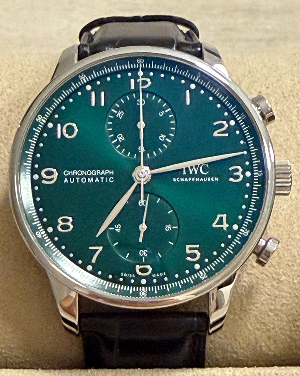 IWC Schaffhausen Portugieser Chronograph 41MM Green Dial Leather Strap (IW371615)