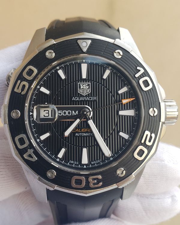 No Reserve - Tag Heuer Aquaracer Calibre 5 43MM Black Dial Rubber Strap (WAJ2110.BA0870)
