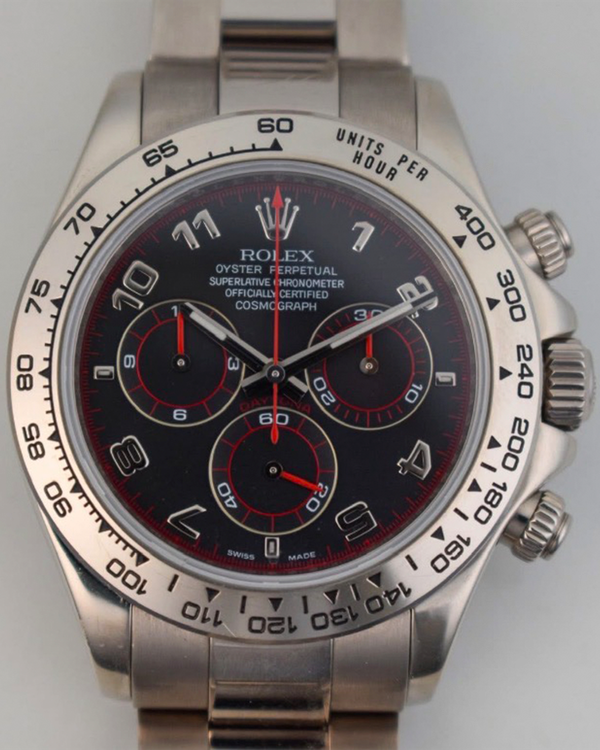 2005 Rolex Cosmograph Daytona 40MM Black "Diablo Racing" Dial White Gold Oyster Bracelet (116509)