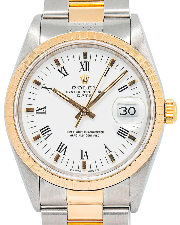 Rolex Oyster Perpetual Date 34MM White Dial Two-Tone Oyster Bracelet (15223)
