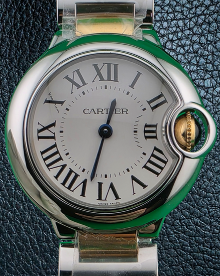 Cartier Ballon Bleu 28MM Quartz Silver Dial Two-Tone Bracelet (W69007Z3)