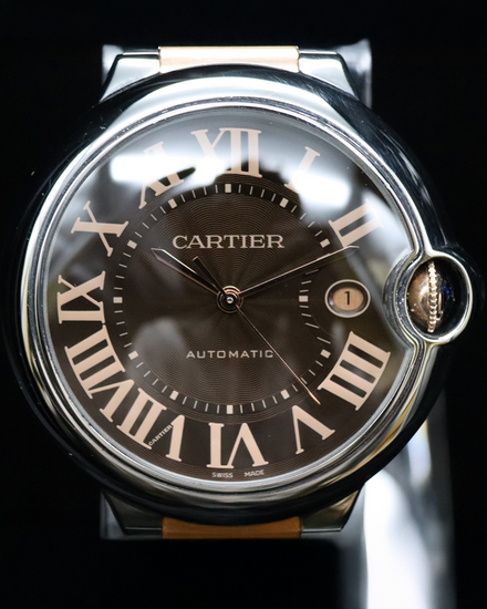 2012 Cartier Ballon Bleu 42MM Brown "Chocolate" Dial Two-Tone Bracelet (W6920032)