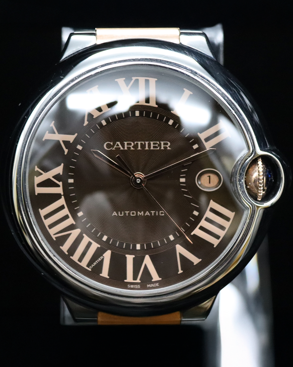 2012 Cartier Ballon Bleu 42MM Brown "Chocolate" Dial Two-Tone Bracelet (W6920032)