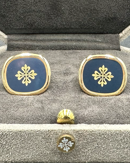 Patek Philippe Golden Ellipse Cufflinks Yellow Gold Blue Enamel (Cufflinks)