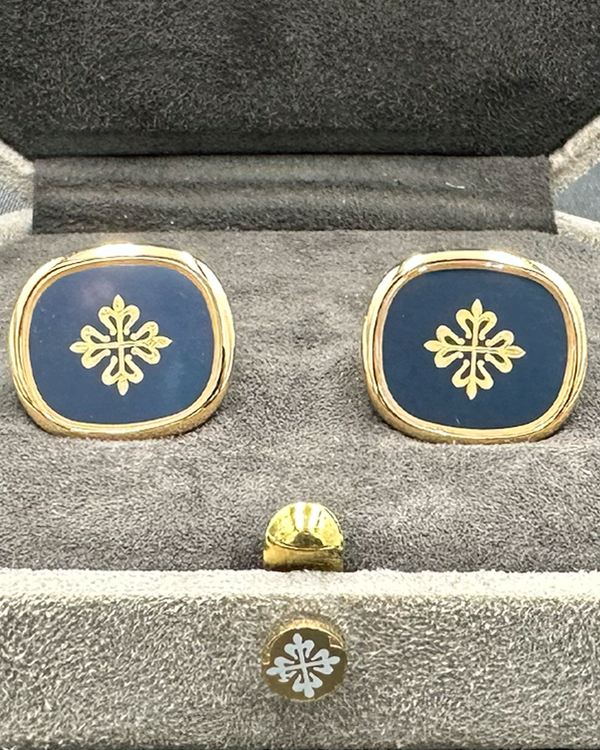 Patek Philippe Golden Ellipse Cufflinks Yellow Gold Blue Enamel (Cufflinks)