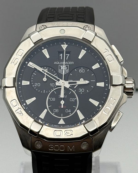 Tag Heuer Aquaracer Chronograph 43MM Quartz Black Dial Rubber Strap (CAY1110.FT6041)