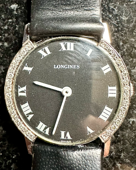 Longines Vintage 28MM Black Dial Leather Strap (RA654)