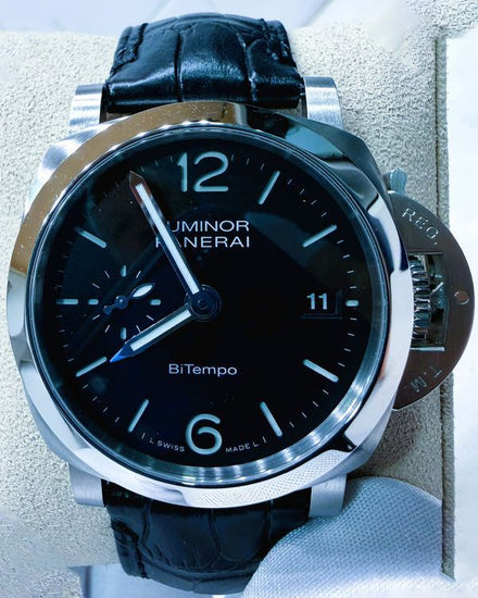 2025 Panerai Luminor Quaranta Bitempo 40MM Black Dial Leather Strap (PAM01365)