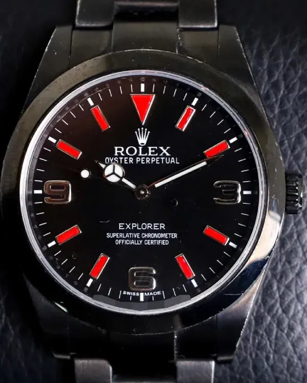 Rolex Explorer 39MM Aftermarket Black Dial Aftermarket Oyster Bracelet (214270)