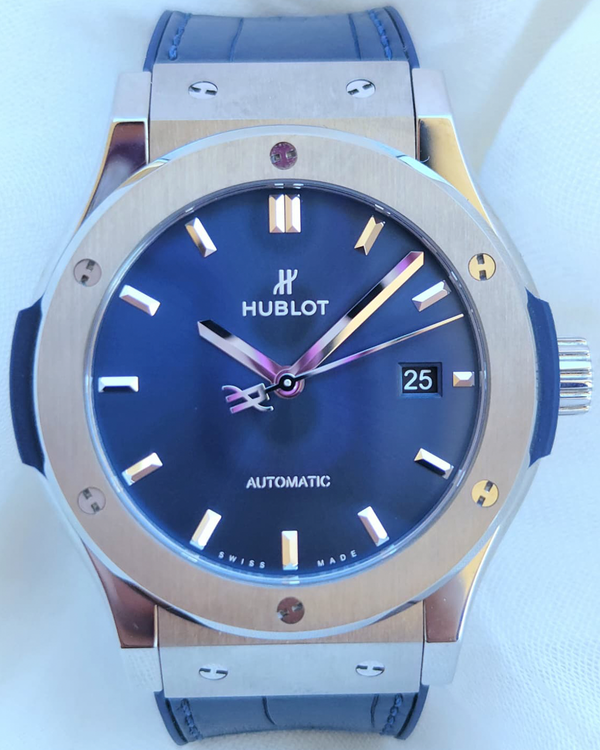 2020 Hublot Classic Fusion 42MM Blue Dial Leather Strap (542.NX.7170.LR)