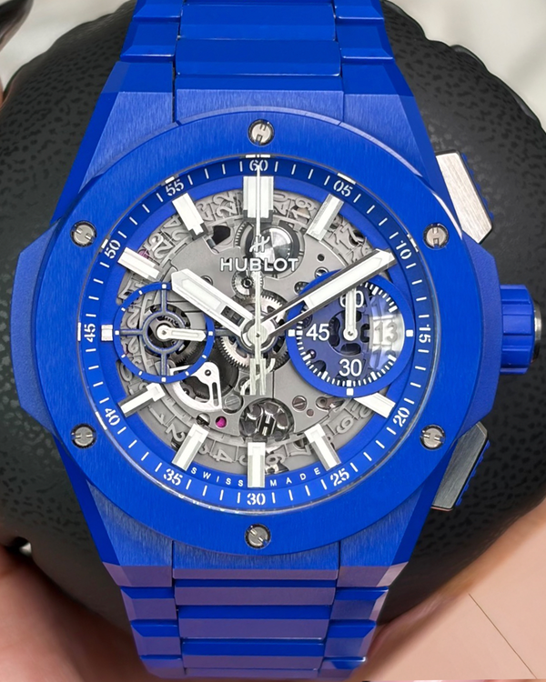 2022 Hublot Big Bang Integrated Ceramic Indigo Blue L. E. 42MM Skeleton Dial Ceramic Bracelet (451.EX.5129.EX)