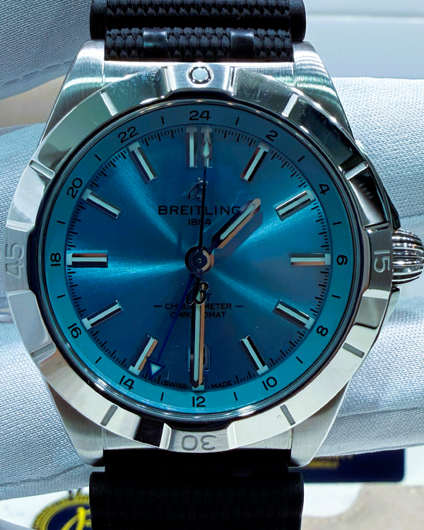 2025 Breitling Chronomat GMT 40MM Ice Blue Dial Rubber Strap (P32398)