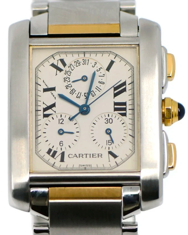 Cartier Tank Française Chronograph 28MM Quartz White Dial Two-Tone Bracelet (W51004Q4)