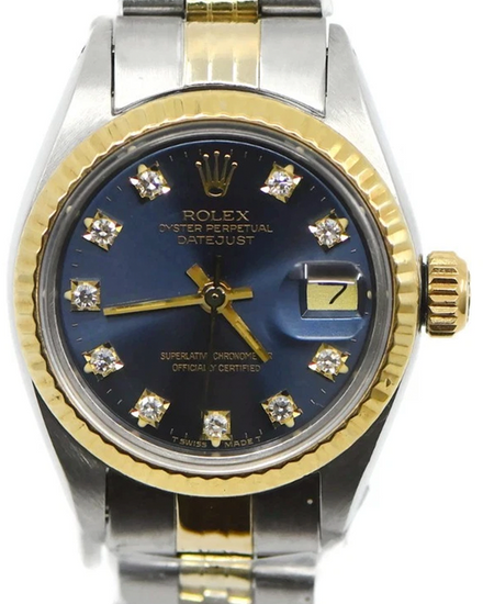 Rolex Lady-Datejust 26MM Aftermarket Blue Dial Two-Tone Jubilee Bracelet (6917)