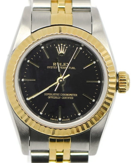 2008 Rolex Oyster Perpetual 26MM Black Dial Two-Tone Jubilee Bracelet (76193)