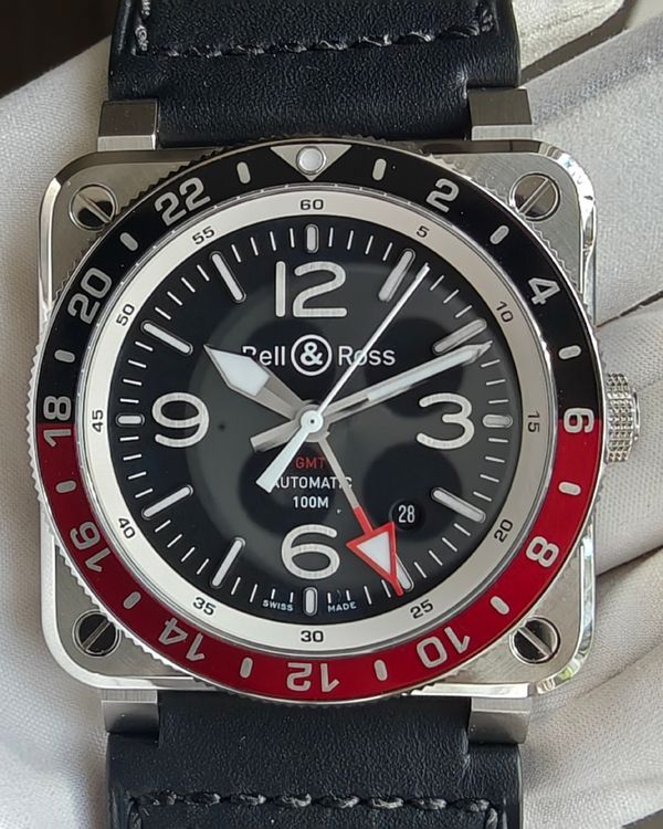 2025 Bell & Ross BR 03 "Coke" 42MM Black Dial Leather Strap (BR0393-BL-ST/SCA)
