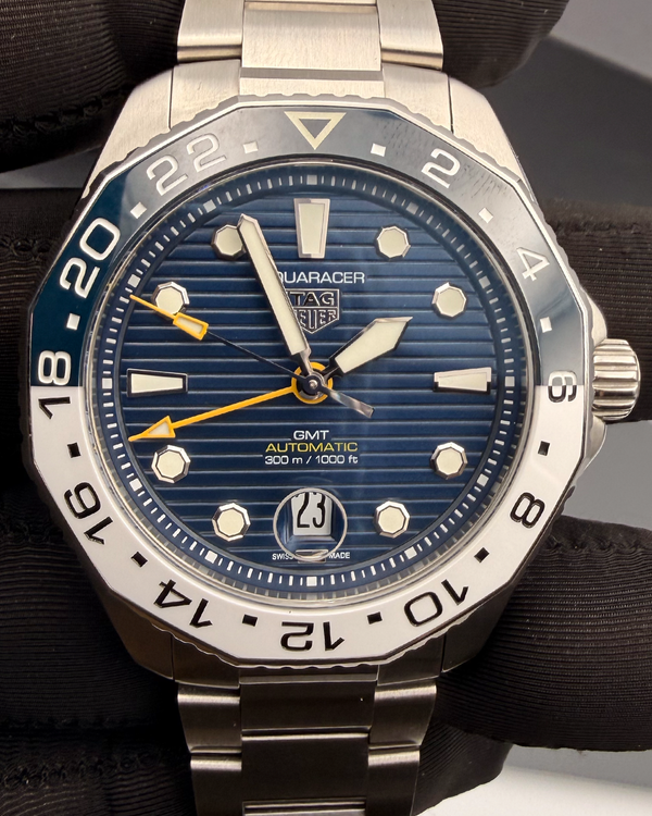 Tag Heuer Aquaracer 300M GMT 43MM Blue Dial Steel Bracelet (WBP2010)