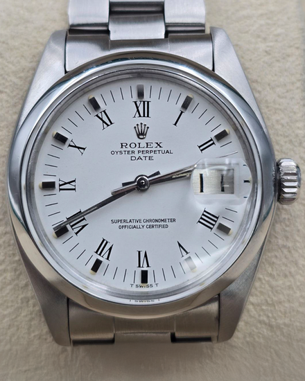 1979 Rolex Oyster Perpetual Date 34MM White "Buckley" Dial Oyster Bracelet (1500)