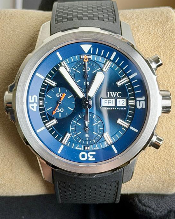 2025 IWC Schaffhausen Aquatimer Chronograph "Expedition Jacques-Yves Cousteau" 44MM Blue Dial Rubber Strap (IW376805)