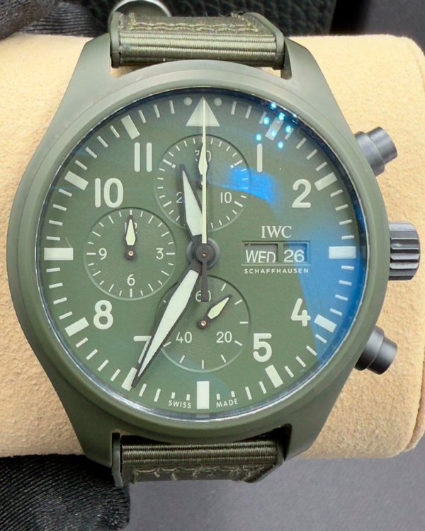 2022 IWC Schaffhausen Pilot Top Gun "Woodlands" 44.5MM Green Dial Textile Strap (IW389106)