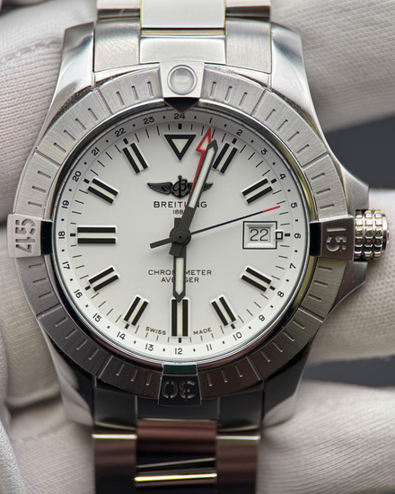 2022 Breitling Avenger GMT 43MM White Dial Steel Bracelet (A32397)