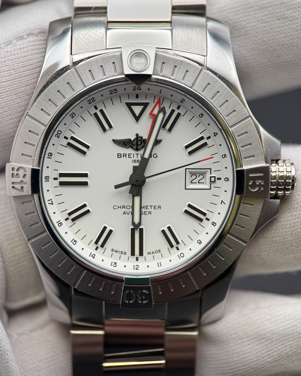 2022 Breitling Avenger GMT 43MM White Dial Steel Bracelet (A32397)