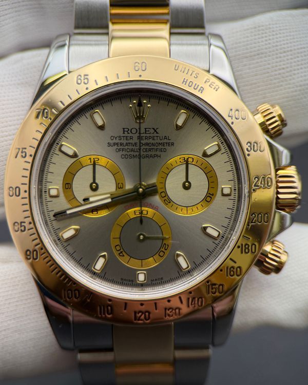 2007 Rolex Cosmograph Daytona 40MM Silver Dial Two-Tone Oyster Bracelet (116523)
