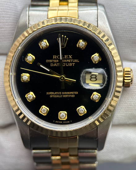 1991 Rolex Datejust 36MM Aftermarket Black Dial Two-Tone Jubilee Bracelet (16233)