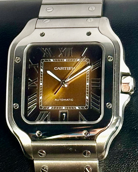 2024 Cartier Santos De Cartier 39.8MM Brown Dial Steel Bracelet (WSSA0064)