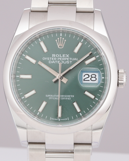 2022 Rolex Datejust 36MM Green Dial Oyster Bracelet (126200)