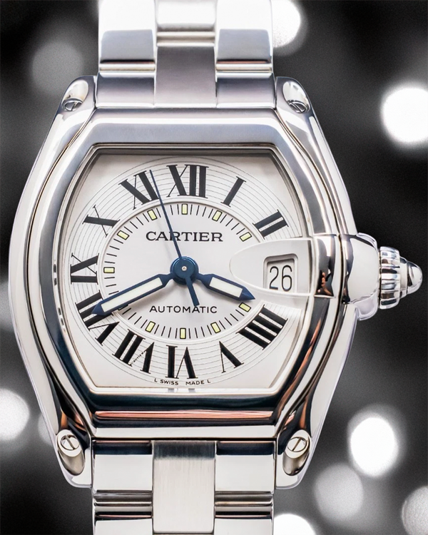 2002 Cartier Roadster De Cartier 38MM Silver Dial Steel Bracelet (W62000V3)