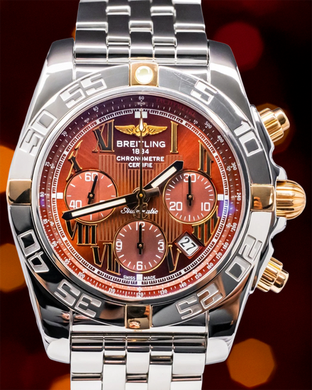 2011 Rare Breitling Chronomat 44MM Amber Dial Steel Bracelet (IB011012/Q567)