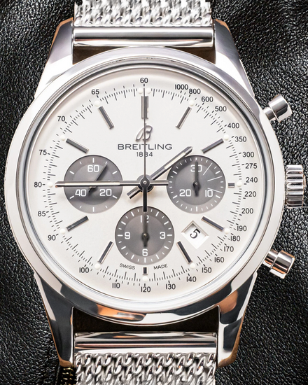 Breitling Transocean Chronograph 43MM Silver Dial Steel Bracelet (AB015212/G724)