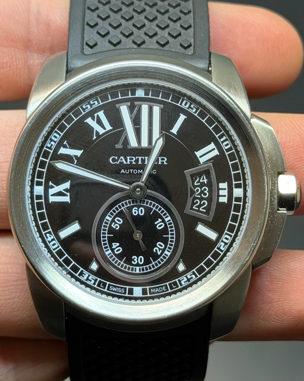Cartier Calibre de Cartier 42MM Black Dial Rubber Strap (W7100041)