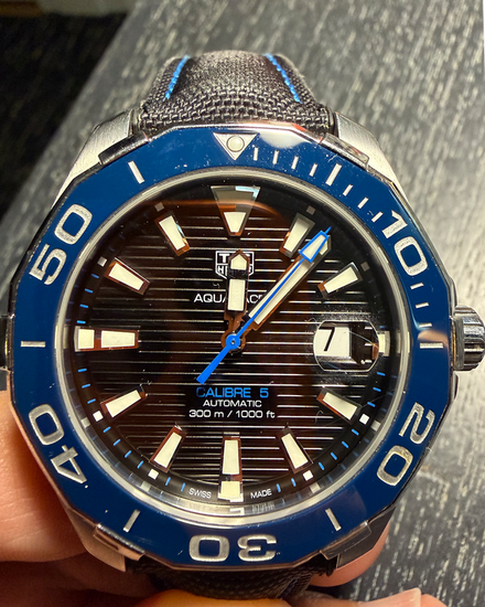 2018 Tag Heuer Aquaracer 300M 43MM Black Dial Leather Strap (WAY201C.FC6395)