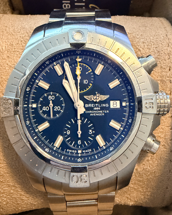 2022 Breitling Avenger Chronograph 45MM Blue Dial Steel Bracelet (A13317)