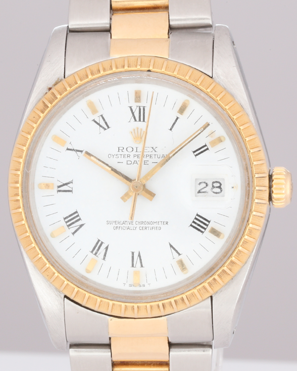 1985 Rolex Oyster Perpetual Date 34MM White Dial Two-Tone Oyster Bracelet (15053)