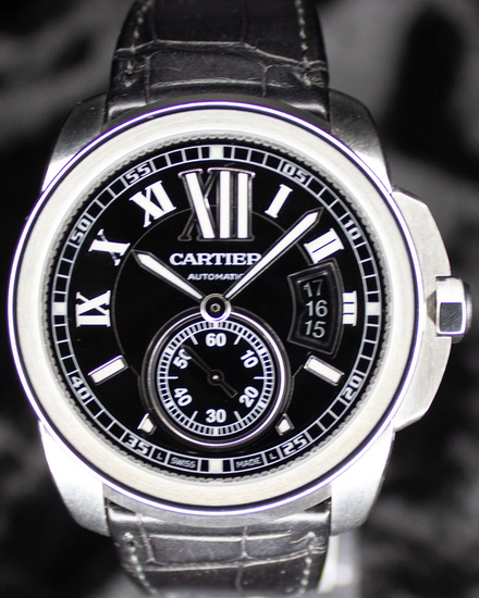 2015 Cartier Calibre de Cartier 42MM Black Dial Leather Strap (W7100041)