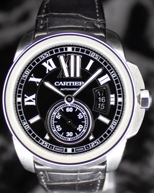 2015 Cartier Calibre de Cartier 42MM Black Dial Leather Strap (W7100041)