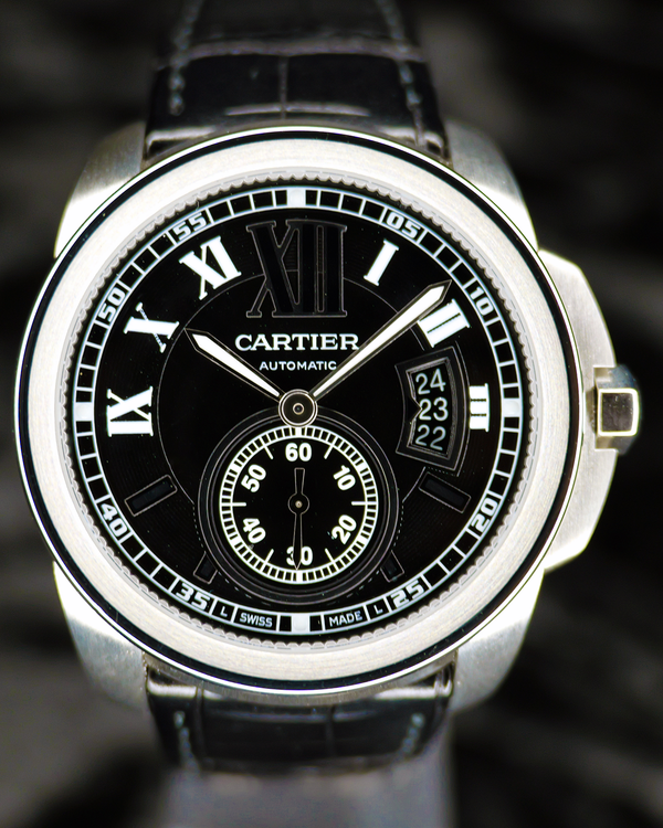 2011 Cartier Calibre de Cartier 42MM Black Dial Leather Strap (W7100014)