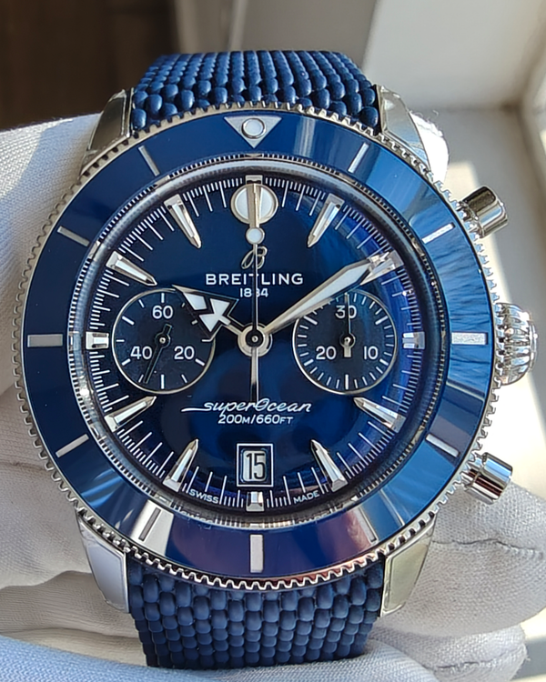 2025 Breitling Superocean Heritage Chronograph 42MM Blue Dial Rubber Strap (AB0156161C1S1)