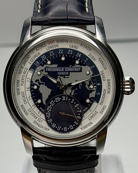2020 Frederique Constant Worldtimer L.E. 42MM Blue Dial Leather Strap (FC-718NWM4H6)